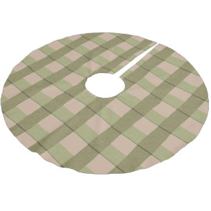 Saia Para Árvore De Natal De Poliéster Country Faux Burlap, Xadrez de Natal, cor-de-rosa