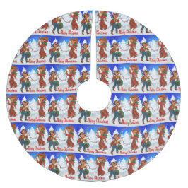 Saia Para Árvore De Natal De Poliéster Cowboy E Crianças De Cowgirl No inverno Feliz Nata