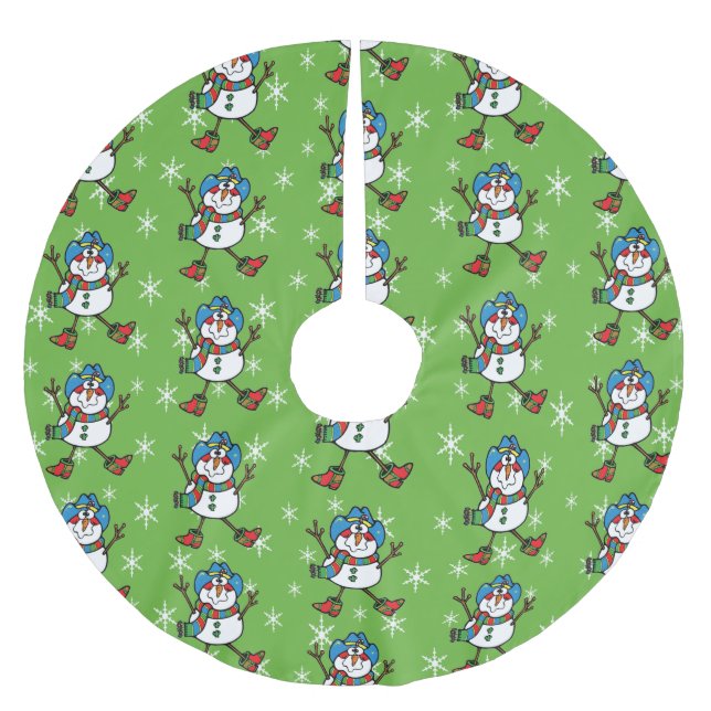 Saia Para Árvore De Natal De Poliéster Cowboy Snowman (Frente)