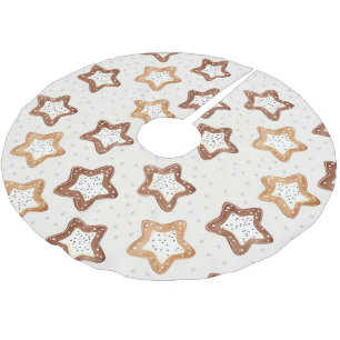 Saia Para Árvore De Natal De Poliéster Cream White Stars Natal