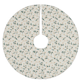 Saia Para Árvore De Natal De Poliéster Creme Festivo Floral bonito e Flores Verdes