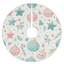 Cute Pastel Christmas Pattern Ornaments and Stars