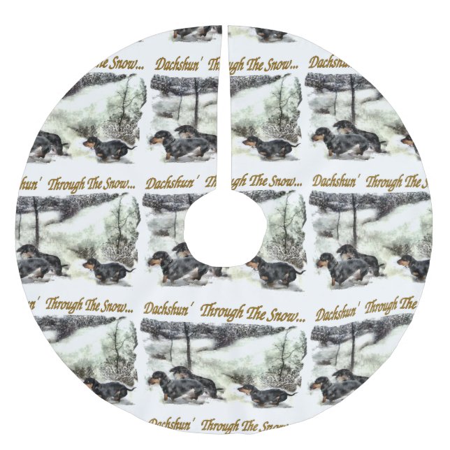 Saia Para Árvore De Natal De Poliéster Dachshund Christmas (Frente)