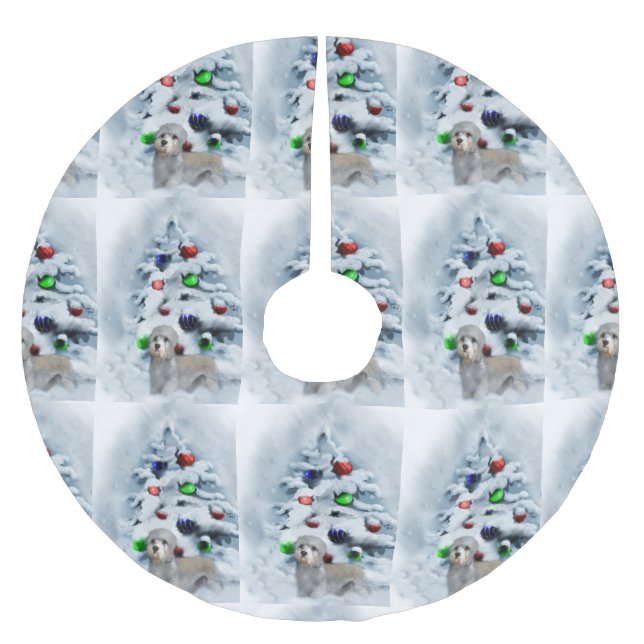Saia Para Árvore De Natal De Poliéster Dandie Dinmont Christmas (Frente)