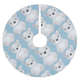 Saia Para Árvore De Natal De Poliéster Decado de Natal do Bear Ninho Azul