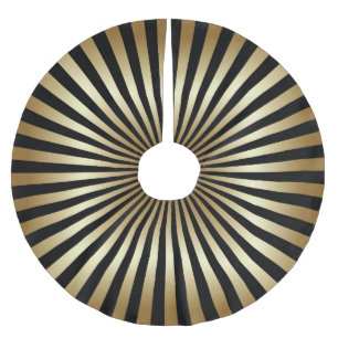 Saia Para Árvore De Natal De Poliéster Deco de arte,padrão,listras,ouro,preto,vintage,ch