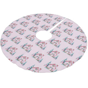 Saia Para Árvore De Natal De Poliéster Decoração da Casa do Pão-de-Açúcar Rosa