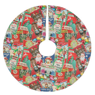 Saia Para Árvore De Natal De Poliéster Decorações de Natal Vintage Retrô II
