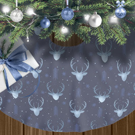 Saia Para Árvore De Natal De Poliéster Deer Antlers Arrows Padrão de Natal Blue ID861