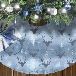 Saia Para Árvore De Natal De Poliéster Deer Antlers Arrows Padrão de Natal Blue ID861
