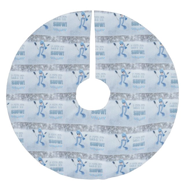 Saia Para Árvore De Natal De Poliéster Deixe nevar (Frente)