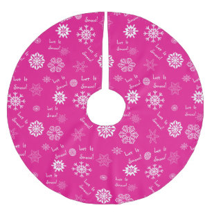 Saia Para Árvore De Natal De Poliéster Deixe Nevar Rosa Quente
