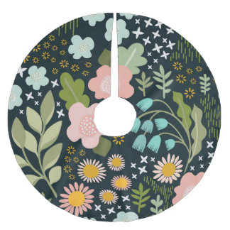 Saia Para Árvore De Natal De Poliéster Delicate Floral: Bela Vintage Sem Olhos.