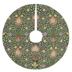 Saia Para Árvore De Natal De Poliéster Desenho Botânico Floral Persa de William Morris