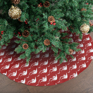 Saia Para Árvore De Natal De Poliéster Desenho de Natal de Dragão Tribal Vermelho Branco 