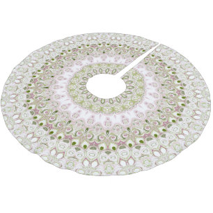 Saia Para Árvore De Natal De Poliéster Desenho de padrão de mandala floral rosa e verde