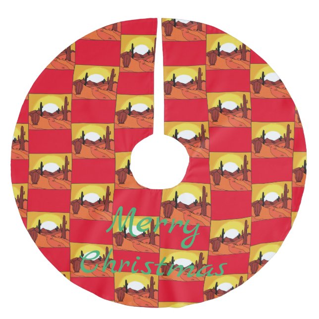 Saia Para Árvore De Natal De Poliéster Desert Cactus Sunset Thunder_Cove (Frente)