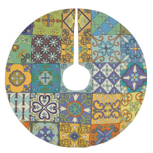 Saia Para Árvore De Natal De Poliéster Design Azulejo de Talavera Português