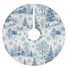 Saia Para Árvore De Natal De Poliéster Design de Aldeia Azul de Natal Snowy Cottage