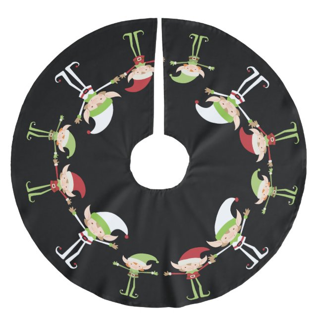 Saia Para Árvore De Natal De Poliéster Design de Elfo - Tapete de Natal para Árvore de Na (Frente)