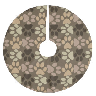 Saia Para Árvore De Natal De Poliéster Design de impressão de pata