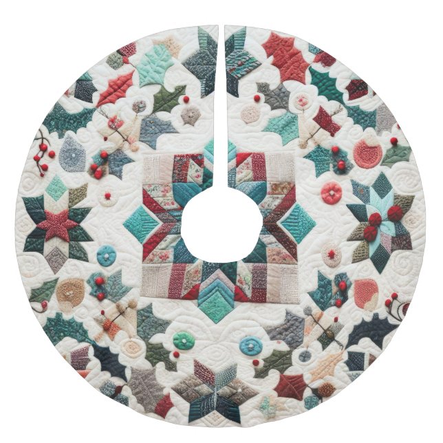 Saia Para Árvore De Natal De Poliéster Design de Natal Inclinado (Frente)