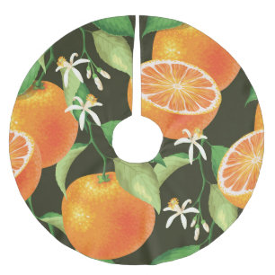 Saia Para Árvore De Natal De Poliéster Design de padrão sem costura laranja vibrante