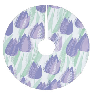 Saia Para Árvore De Natal De Poliéster Design de Tulipas: floral violeta pálido.