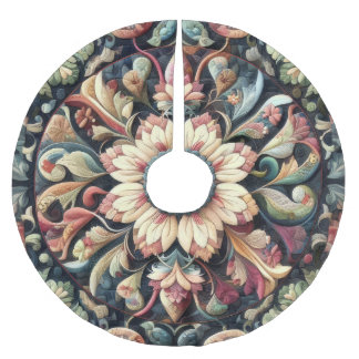 Saia Para Árvore De Natal De Poliéster Design Floral Abstrato Incluso