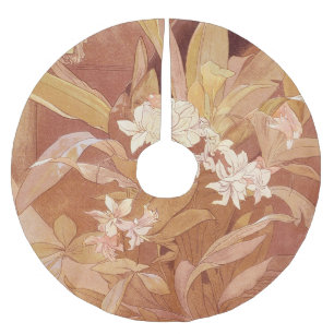 Saia Para Árvore De Natal De Poliéster Detalhe Floral Art Nouveau de Alphonse Mucha