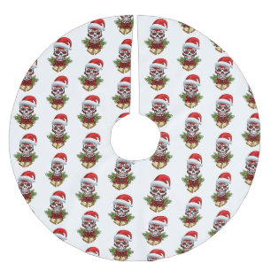 Saia Para Árvore De Natal De Poliéster Dia De Natal Do Chapéu De Papai Noel Do Crânio D