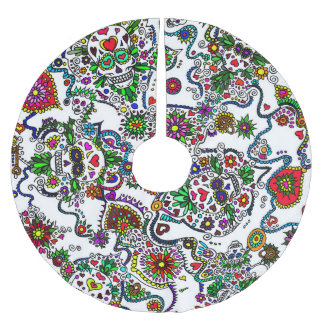 Saia Para Árvore De Natal De Poliéster Dia Do Crânio Do Açúcar Da Camisa Morta Da Árvore