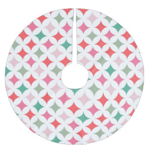 Saia Para Árvore De Natal De Poliéster Diamantes de Estrela Azul Cor-de-Rosa Moderna