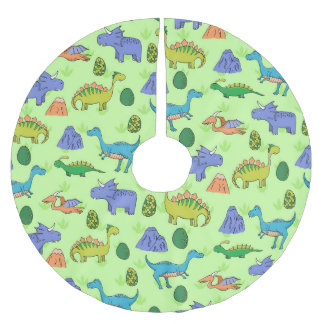 Saia Para Árvore De Natal De Poliéster Dinossauros Bonitos, Estilo De Cartoon.