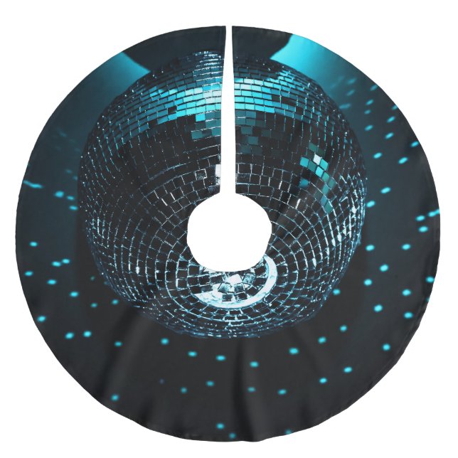Saia Para Árvore De Natal De Poliéster Disco Ball Glare, fundo do Nightclub. (Frente)
