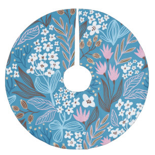 Saia Para Árvore De Natal De Poliéster Ditzy Floral: Vintage Primavera.