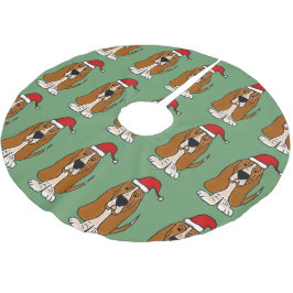 Saia Para Árvore De Natal De Poliéster Divertimento Basset Hound na saia da árvore de