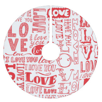 Saia Para Árvore De Natal De Poliéster Dodles De Amor Desenhados À Mão Em Segundo Plano