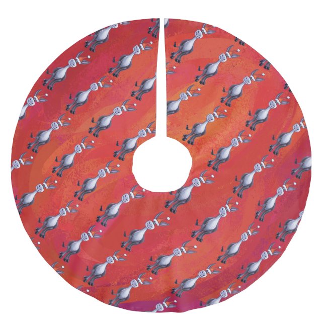 Saia Para Árvore De Natal De Poliéster Donkey Christmas (Frente)