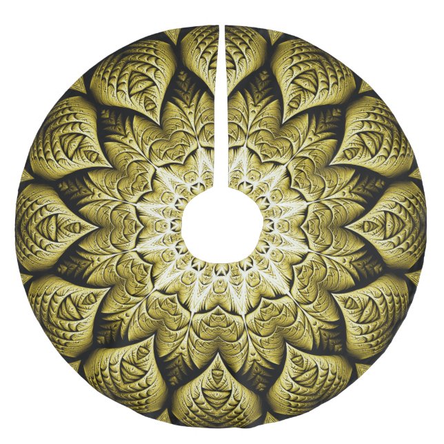 Saia Para Árvore De Natal De Poliéster Dourada saia (Frente)