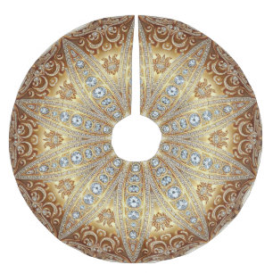 Saia Para Árvore De Natal De Poliéster Dourada saia decorativa da árvore de Natal