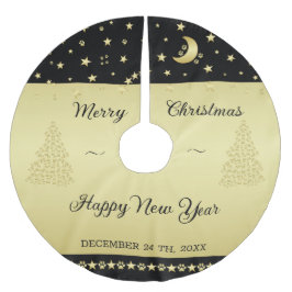 Saia Para Árvore De Natal De Poliéster Douradas estrelas brilhantes de Natal, patas em ou