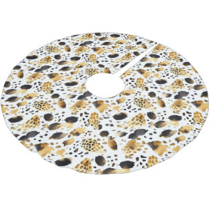 Saia Para Árvore De Natal De Poliéster Dourado Natal do Leopardo Branco Negro