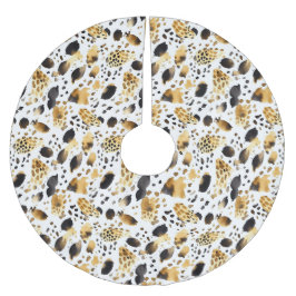 Saia Para Árvore De Natal De Poliéster Dourado Natal do Leopardo Branco Negro