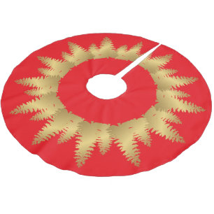 Saia Para Árvore De Natal De Poliéster Dourado Padrão de neve da árvore de Natal Feliz