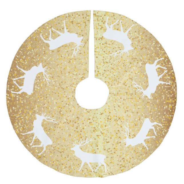 Saia Para Árvore De Natal De Poliéster Dourado Sparkle Winter Deer Christmas (Frente)