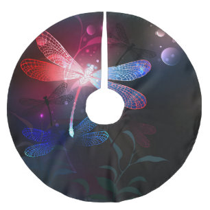 Saia Para Árvore De Natal De Poliéster Dragonfly vermelha