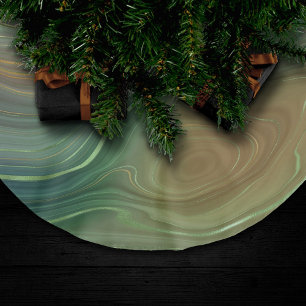 Saia Para Árvore De Natal De Poliéster Earthy Strata   Emerald Green Brown Dourado Agate
