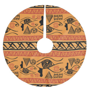 Saia Para Árvore De Natal De Poliéster Egípcio Striped, Tribal Vintage Motif.