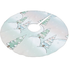Saia Para Árvore De Natal De Poliéster Elegância da Floresta Congelada Desenhos de Árvore